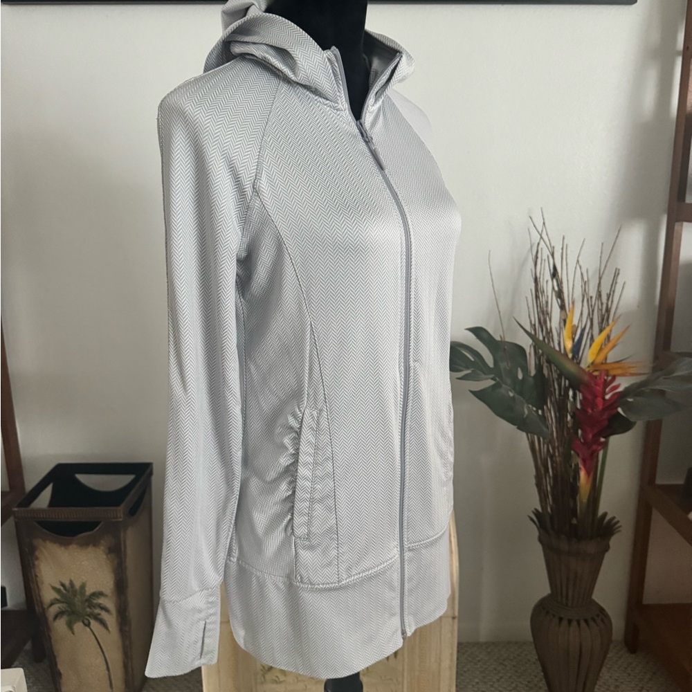 Mondetta Women's Long Sleeve Athletic Full Zip Hoodie Jacket Gray White Small - Picture 5 of 8